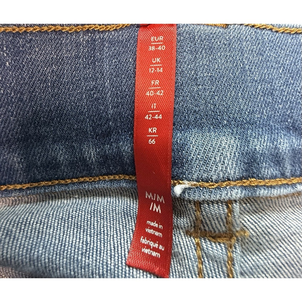 Spanx Pull On Flare Jeans Raw Hem Medium Wash Stretch Denim M Shaping - Picture 12 of 13